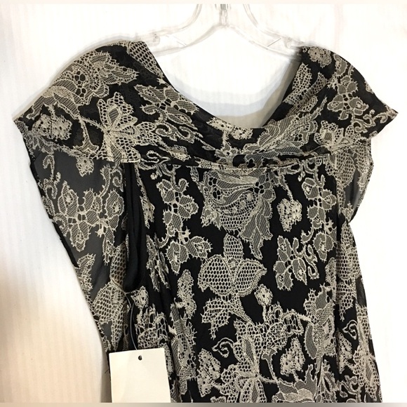 NWT Black Jessica Howard Hi-Lo Lace Patterned Maxi Dress Size 14 - Picture 4 of 8